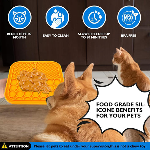 2 PCS Lick Mat for Dogs, Slow Feeder Licking Mat, Anxiety Relief Lick Pad with Suction Cups for Peanut Butter Food Treats Yogurt, Pets Bathing Gro...