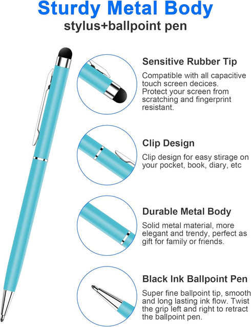 12 Pack Stylus Pens for Touch Screens innhom Stylus Pen for ipad Compatible with iPad iPhone Tablets Samsung Kindle and Black Ink Ballpoint Pens-2...