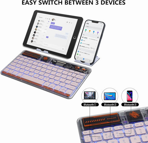 Slim Portable Wireless Bluetooth Keyboard,10 inch 7 Colors Backlit Rechargeable Keyboard for Android Tablet Cell Phone Smartphone iPad iOS Windows...