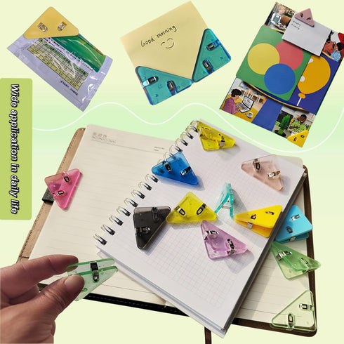 100PCS,Triangle Corner Paper Clip,Prevent Books Curling,Paper Binder Clips,Stainless Paper clips,mini binder clips,Snack Bag Chip Clips,30PCS Corn...