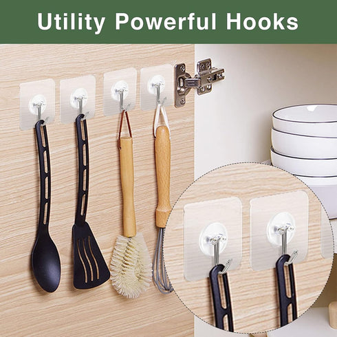 AROIC 58 Packs Adhesive Hooks for Hanging, Hook Heavy Duty Self Adhesive Wall Hooks 20 lbs / 9 kg (Max), Removable, Waterproof Hook for Bedroom Ki...