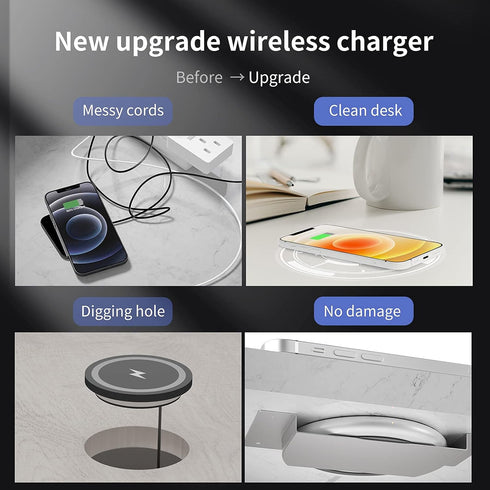 KPON Invisible Wireless Phone Charger, Long Distance Wireless Charger, Furniture Hidden Under Desk Wireless Charging Station for iPhone 15/15Pro m...