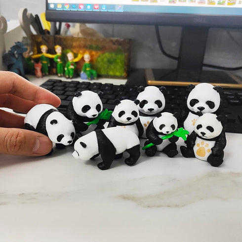 Panda Figurine Set of 8 - Chinese National Treasure Sculptures - Miniature Adorable Panda Family Statues - Perfect for Garden, Backyard, Terrace, ...