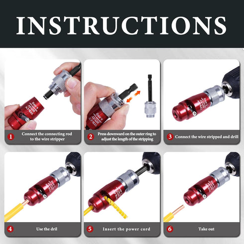 Wire Stripper for Drill, Wire Stripping and Twisting Tool, Upgrade Electric Wire Stripper Tool Drill Wire Stripper Wire Twister Portable Quickly W...