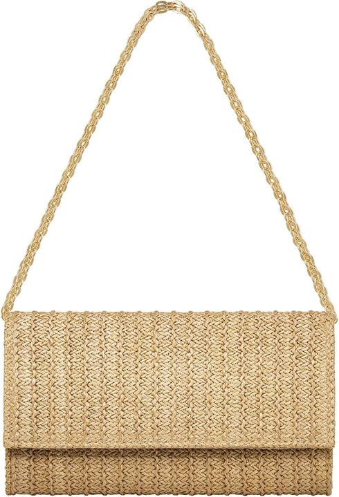 Straw Clutch Purse Shoulder Crossbody Bag Envelope Purse Raffia Handbag for Summer Beach Travel 2024 Trendy...