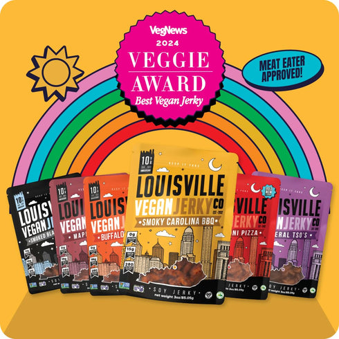 Louisville Vegan Jerky - Sweet & Smoky Carolina Mustard BBQ Vegan Meat - Lip-Smacking Vegan-Friendly & Vegetarian Jerky - Non-GMO Soy Protein, Glu...