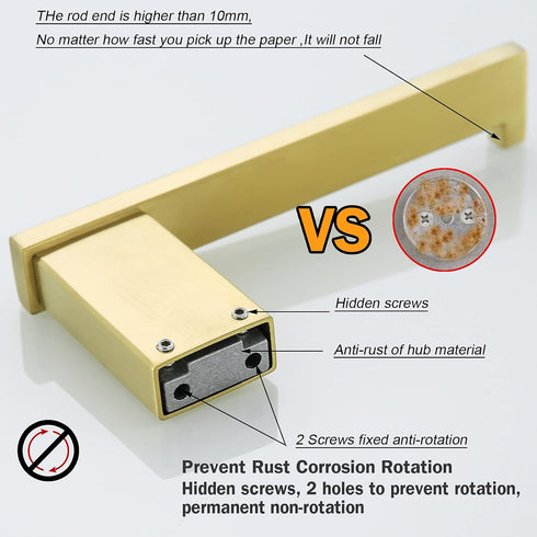 RANDOM Brushed Gold Toilet Paper Holder, Bathroom Hardware Accessories SUS 304 Stainless Steel Modern Tissue Paper Roll Holder Nordic Minimalism C...