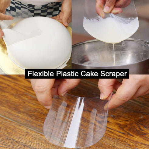 Anvin Cake Scraper Smoother Cake Icing Tool Set, Plastic Scraper Cake Frosting Scraper Smoother Combo for Buttercream Edge Decorating Cake Smoothe...