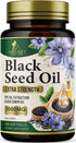 Black Seed Oil Softgels 1000mg - Premium Nigella Sativa Blackseed, Pure Natural Black Cumin Seed Oil & Antioxidant for Skin & Immune Support - Non...