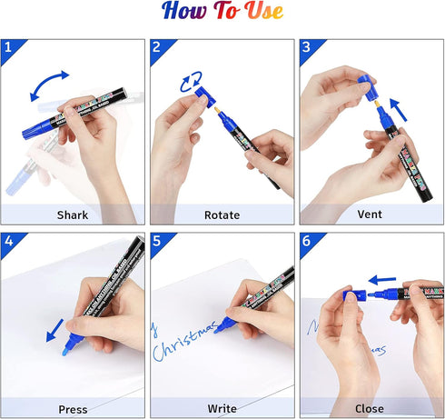 Paint Markers Pens, 12 Colors Oil-Based Waterproof Fancy Paint Markers, Quick Dry Permanent Push Markers Set for Tire, Rock, Wood, Plastic, Canvas...