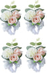 MOJUN Wedding Bridal Bridesmaid Wrist Flower Corsage Wedding Planner Wrist Corsage Hand Flower, Pack of 4...