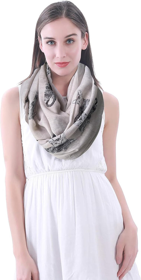 Lina & Lily Cat Animal Print Women's Infinity Scarf Lightweight...