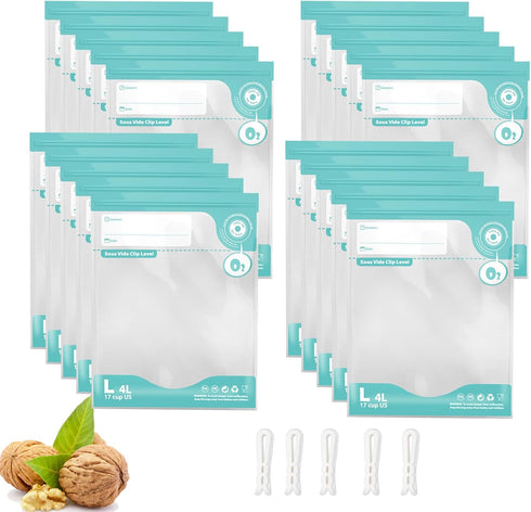 Sous Vide Bags Reusable, BPA Free Food Vacuum Sealer Bags, Double-sided 20C, Vacuum Food Storage Bags for Sous Vide Cooking/Microwave Heating, 20p...