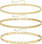 YANODA 3Pcs Gold Ankle Bracelets for Women Dainty 14k Gold Plated Layering Anklets Set Adjustable Fashion Link Chain Ankle Bracelet Adjustable Bea...