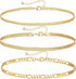 YANODA 3Pcs Gold Ankle Bracelets for Women Dainty 14k Gold Plated Layering Anklets Set Adjustable Fashion Link Chain Ankle Bracelet Adjustable Bea...
