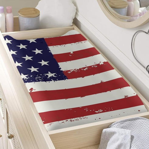 Stretchy Changing Pad Cover American Flag Diaper Changing Table Cover Changing Basket Comfortable Bassinet Mattress Cradle Mattress Sheets for Boy...