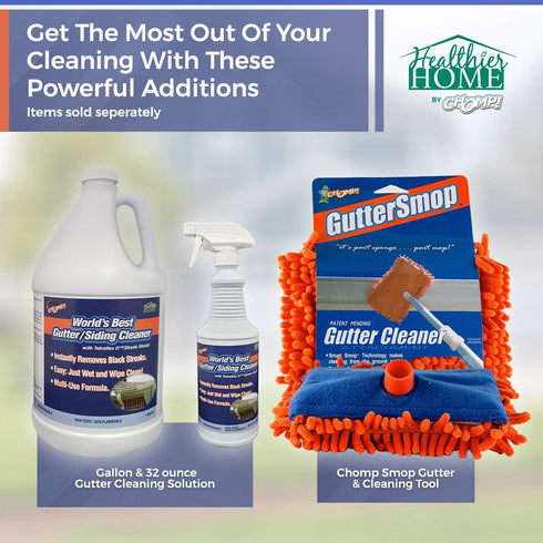 Chomp! Microfiber Gutter Cleaner Tool: Ultimate Gutter Cleaning Smop for All Types of Rain Gutters, Siding and Metal Trim - Instantly Clean Black ...