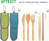 2 Set Bamboo Cutlery Set Bamboo Travel Utensil Reusable Organic Bamboo Utensil Fork Knife Spoon Chopsticks Straw Cleaning Brush for Travel Picnic ...