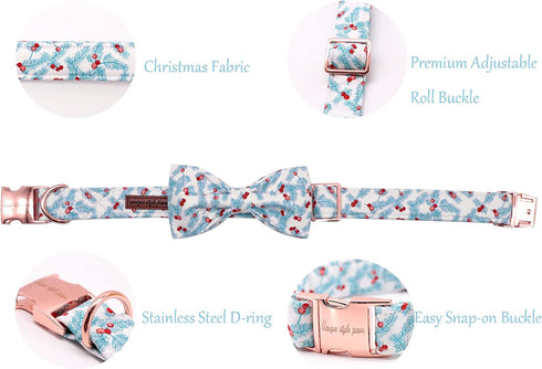 Unique style paws Christmas Dog Collar, Pet Collar Dog Bow tie Collar Gift for Girl or Boy Dogs, Adjustable Dog Collar for X-Large Dogs...