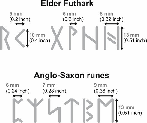 Aleks Melnyk No.409 Metal Stencil, Elder Futhark and Anglo-Saxon Runes 0.5in, Ancient Alphabet, Sigil Magic Alphabet Stencil 1 PC, Template Wood B...
