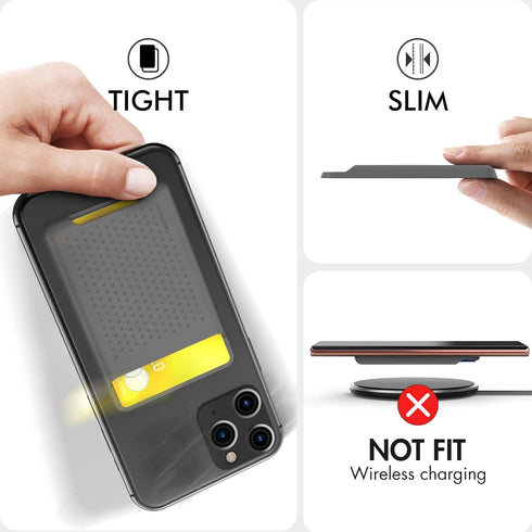 AHASTYLE Phone Card Holder Stick On, Slim Phone Wallet Strong Adhesive Silicone Credit Card Pouch Sleeve Compatible with iPhone/Android/Samsung Ga...