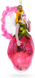 Enchanting Fairy in a Rose Dress Glass Christmas Ornament...