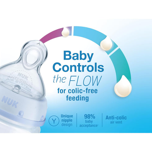 NUK Smooth Flow Anti Colic Baby Bottle, 5 oz, 4 Pack, Elephant...