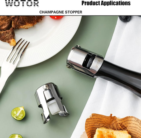 Champagne Stoppers with Stainless Steel Champagne Bottle Stopper with Food Grade Silicone Reusable Champagne Cork, Saver Suitable for Champagne, C...