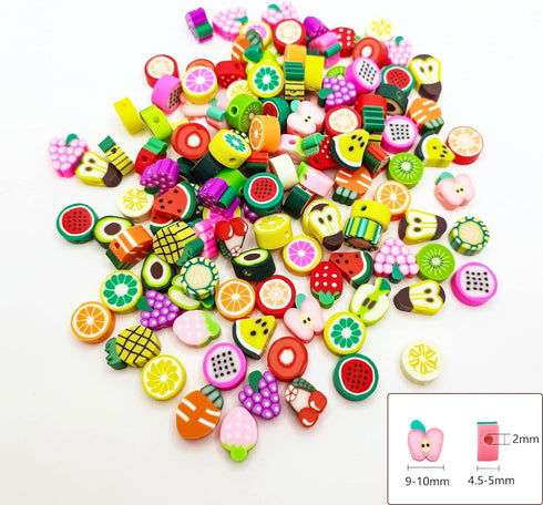 480pcs Fruits Clay Beads for Jewelry Making, 24 Styles Mixed Clay Beads Fruit Charms for Bracelet Making Kit, Polymer Heishi Beads for Women DIY N...