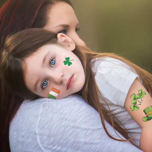 10 Sheets St. Patrick’s Day Temporary Tattoos,Lucky Shamrock Leprechaun Glow in The Dark Tattoos Green Clover Irish Designs Paint Art Luminous Tat...