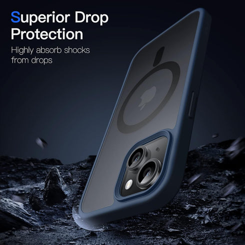 JETech Magnetic Case for iPhone 14 6.1-Inch Compatible with MagSafe, Translucent Matte Back Slim Shockproof Phone Cover (Storm Blue)...