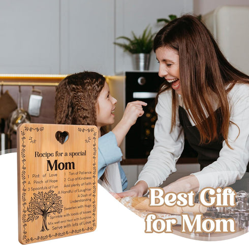 Gifts for Mom, Mom Birthday Gifts, Birthday Gifts for Mom, Best Mom Gifts from Daughter Son, Cutting Board with Warm Words 'Recipe for a Special M...