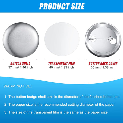 300 Pieces Blank Button Making Supplies Round Badge Button Parts Metal Button Pin Badge Kit for Button Maker Machine, Including Metal Shells Back ...