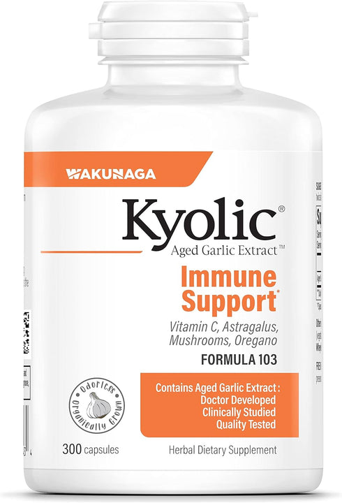 Kyolic Aged Garlic Extract Formula 103 Immune Support, 300 Capsules (Packaging May Vary)...