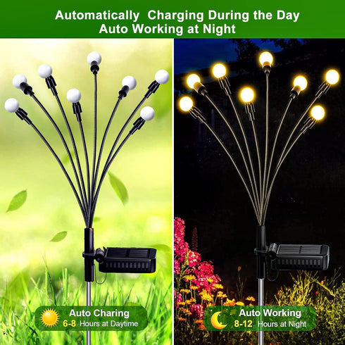 SUNYAO Solar Garden Lights, New Upgraded 2 Pack Solar Firefly Lights, Wind Swaying Firefly Lights, Christmas Lights Outdoor, for Yard Lawn Pathway...