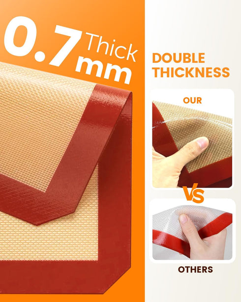 Silicone Baking Mat, 2 Pack Silicone Mats for Baking, Convenient Nonstick Baking Mat, Silicone Baking Sheet for Cookies, Candy, Bread and Pastry, ...