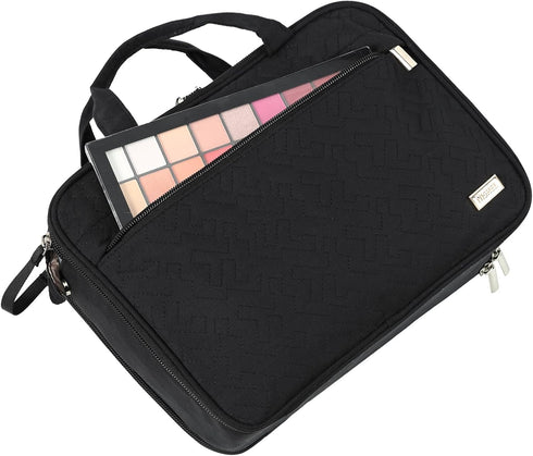 NISHEL Travel Makeup Bag, Portable Cosmetic Organizer, Stand Up Toiletry Bag, Travel Cosmetic Case for Travel Sized Toiletries, Black...