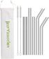 Hypermotion Stainless Steel Straw, Food Grade Reusable Metal Drinking Straw Set with 2 Cleaning Brushes and Carry Pouch for Smoothie, Milkshake, C...