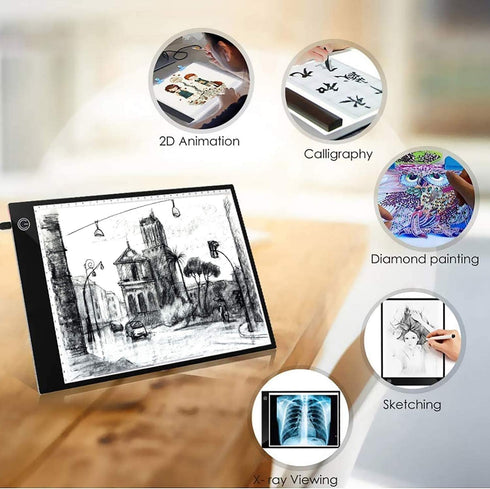 A5 LED Drawing Tablet Thin Art Stencil Drawing Board Light Box tracing Table pad, for 5D Diamond Painting Full Drill Embroidery, Cross Stitch Embr...