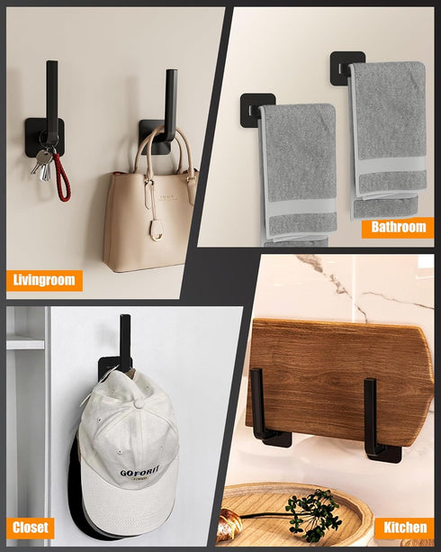 Hat Rack for Hat Storage (4-Pack), Multi-Purpose Hat Organizer, Strong Adhesive Hat Hooks for Wall Hat Organizer for Baseball Caps, Two Mounting O...