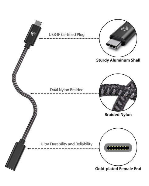 USB Type C Extension Cable (1.5Ft/0.5m), USB C 3.1(10gbps) Male to Female Extension Charging & Sync Compatible with Switch, MacBook Air M2/ M1/ Pr...