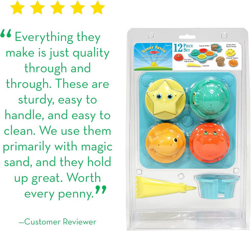 Melissa & Doug Sunny Patch Seaside Sidekicks Sand Cupcake Play Set - Toddler Beach Toys, Outdoor Toys For Sandbox, Sand Toys For Toddlers And Kids...