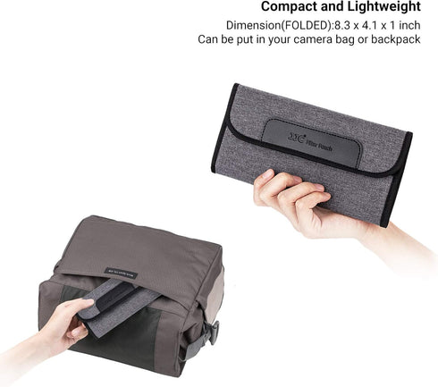 JJC 4 Pockets Lens Filter Case for Filter Up to 82mm (37mm 40.5mm 43mm 46mm 49mm 52mm 55mm 58mm 62mm 67mm 72mm 77mm),Foldout Filter Pouch with Mic...