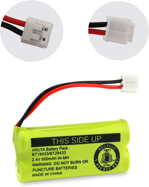 Kruta BT18433 BT28433 2.4V 800mAh Ni-MH Cordless Phone Battery Pack Compatible with BT18433/BT28433 CS6219 CS6229 DS6301 DS6151 DS6101 BT184342 BT...