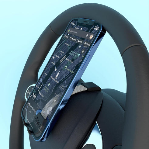 Universal Car Phone Holder | Hands-Free Mount for Steering Wheel | Auto Smartphone Stand - Easy Install, Secure & Adjustable (H 3.5)...
