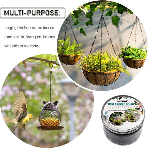 IMISNO Hanging Chain for Bird Feeders, Birdbaths, Chimes, Planters, Lanterns and Ornaments, Wedding Decoration, Metal Hook, Outdoor/Indoor Use(Bla...
