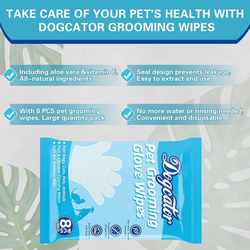 Dog Glove Wipes for Cleaning Paws Butt | Pet Grooming Deodorizing Dog Ear Glove Wipes | Fragrance Free Natural Puppy Glove Wipes | Soothes Itchy D...