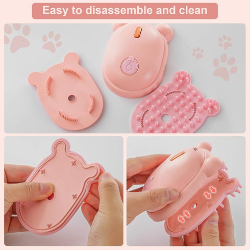 Cat Steam Brush Rechargeable Cat Brush Steamer for Shedding,Self-Cleaning Grooming Brush for Long &Short Haired Dogs and Cats,Remove and Clean Tan...