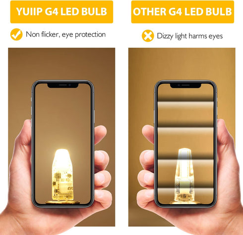 YUIIP G4 LED Bulb AC/DC 12V 1.2W (10W Halogen Bulb Replacement), Warm White 2700K JC G4 Bi Pin Light Bulbs for Under Cabinet Puck Light, Chandelie...