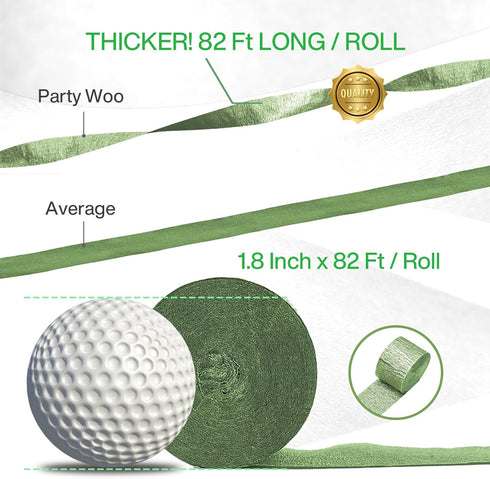 PartyWoo Crepe Paper Streamers 4 Rolls 328ft, Pack of Crepe Paper Kiwi Green Party Streamers, Crepe Paper for Birthday Decorations, Party Decorati...